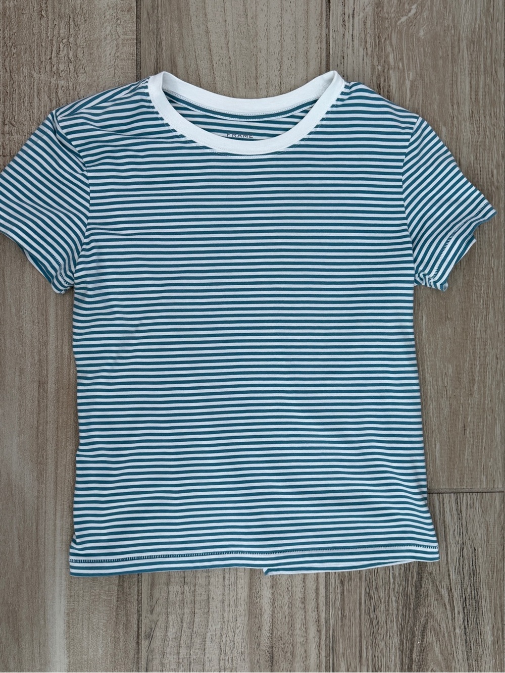 FRAME Striped Short Sleeve Tee in Blue & White